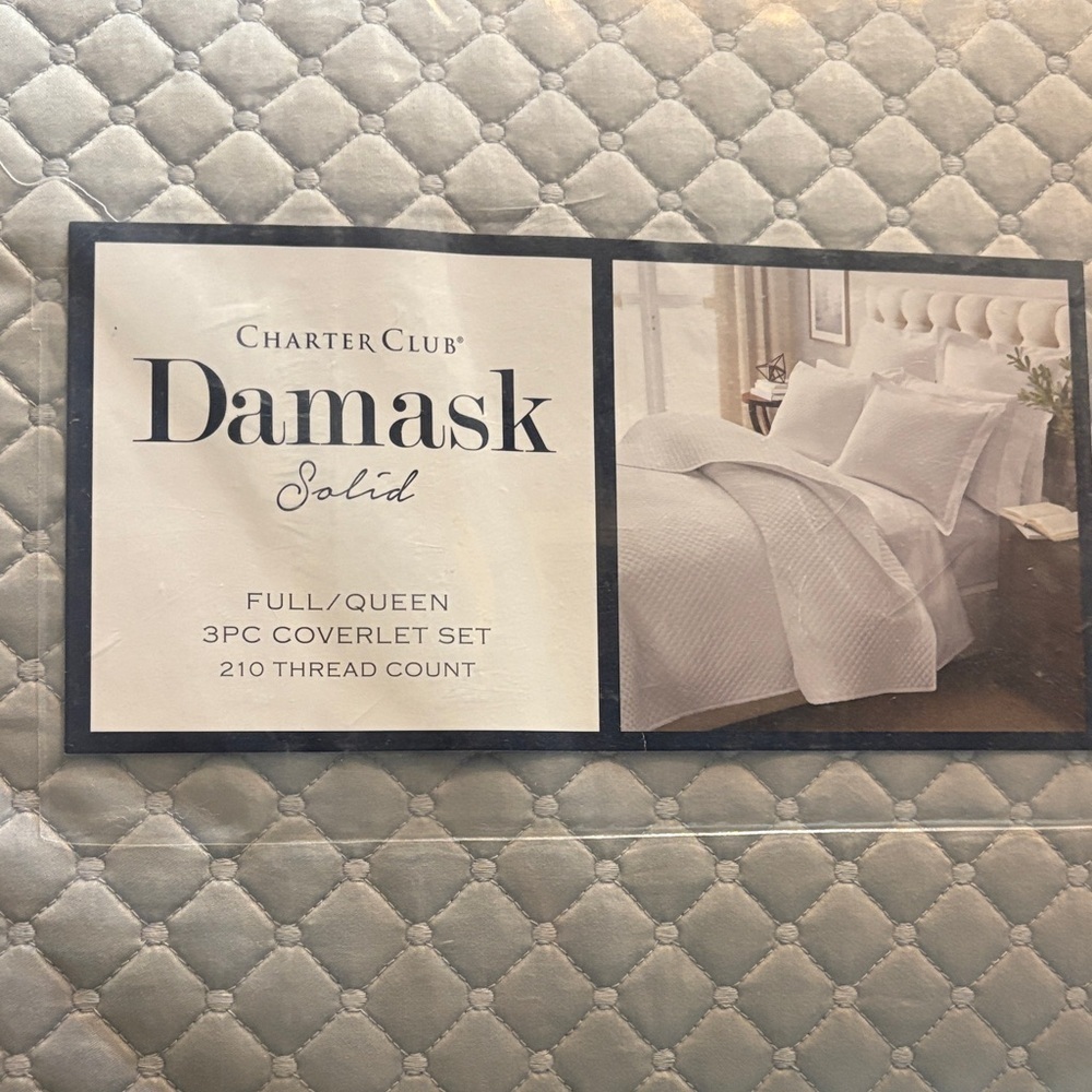 Charter Club Damask Solid Coverlet Set - blue gray